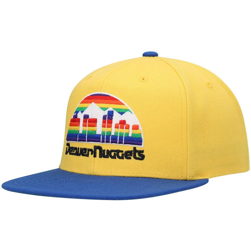 Men's Mitchell & Ness Gold/Royal Denver Nuggets Hardwood Classics Snapback Hat