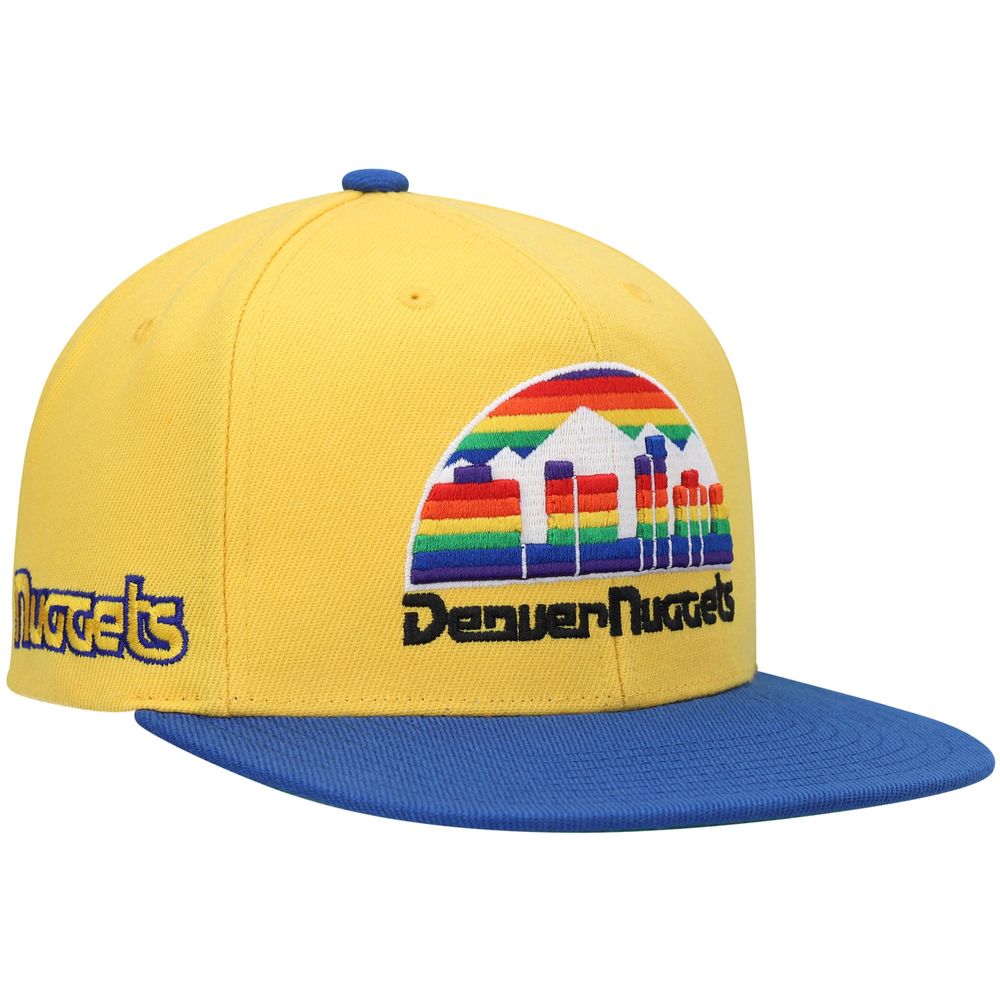 Men's Mitchell & Ness Gold/Royal Denver Nuggets Hardwood Classics Snapback Hat