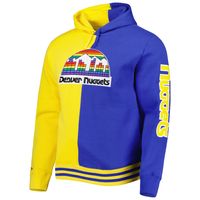 Men's Mitchell & Ness Gold/Royal Denver Nuggets Hardwood Classics Split Pullover Hoodie