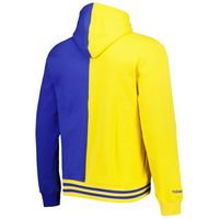 Men's Mitchell & Ness Gold/Royal Denver Nuggets Hardwood Classics Split Pullover Hoodie