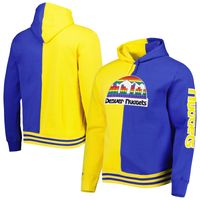 Men's Mitchell & Ness Gold/Royal Denver Nuggets Hardwood Classics Split Pullover Hoodie