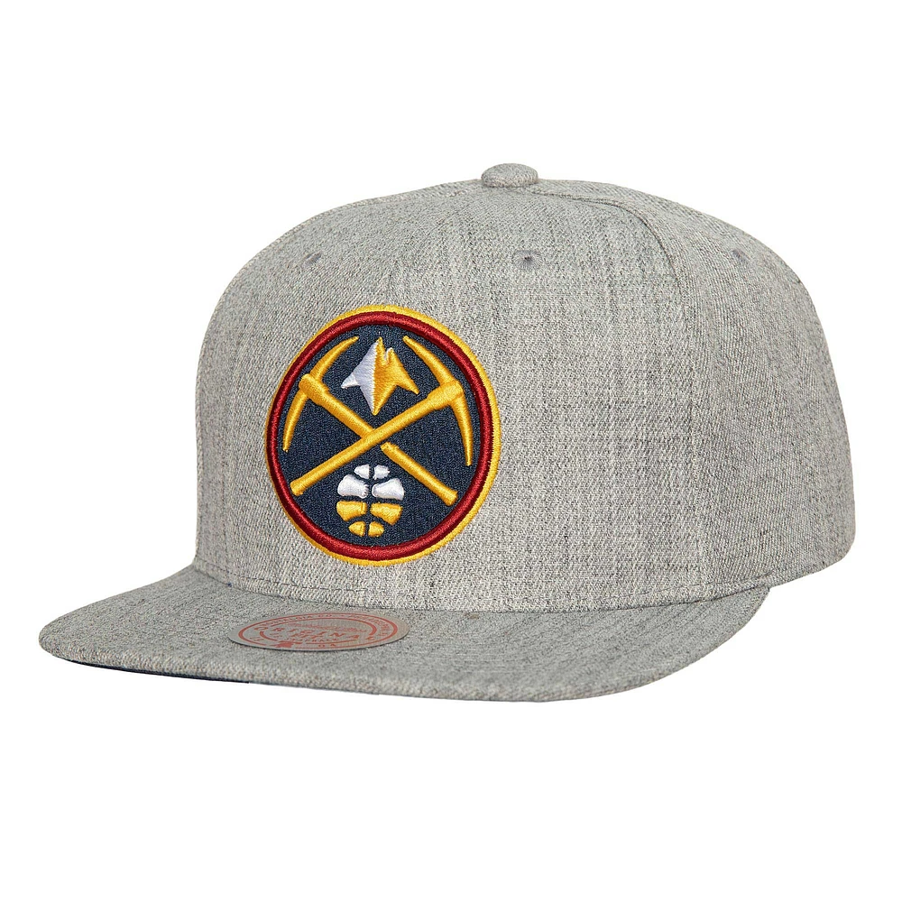 Casquette Snapback Denver Nuggets Hardwood Classics 2.0 Mitchell & Ness Heather Grey pour homme