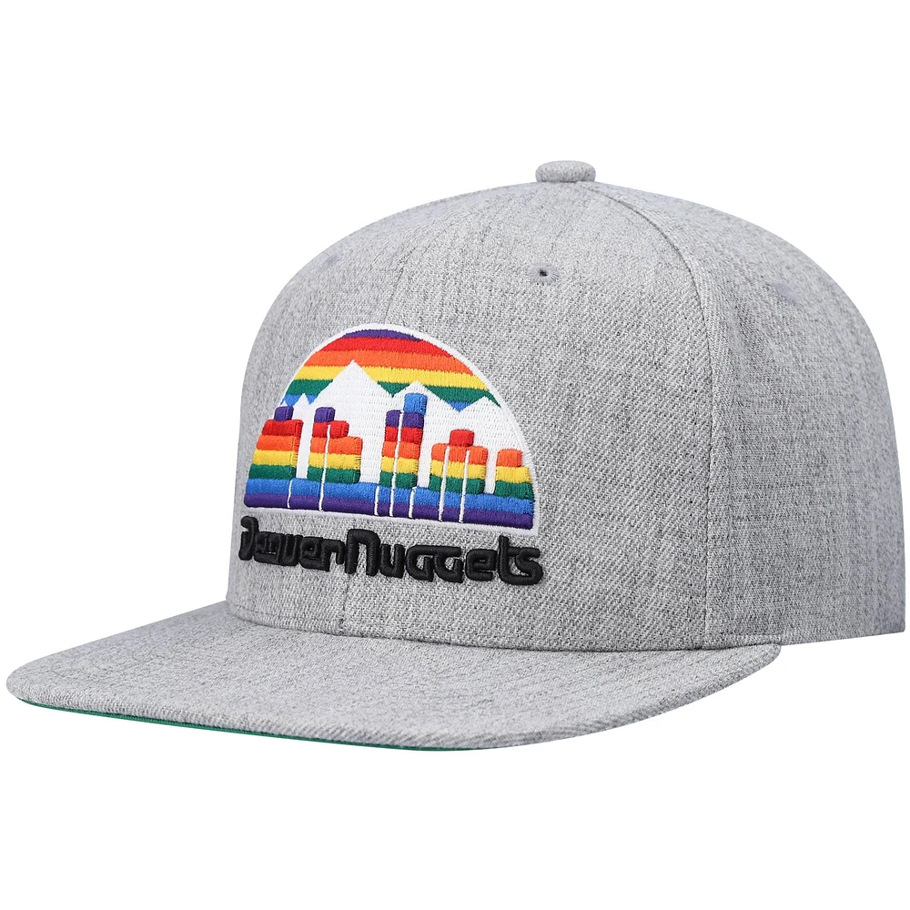 Casquette Snapback Denver Nuggets Hardwood Classics Team 2.0 Mitchell & Ness pour homme, gris chiné