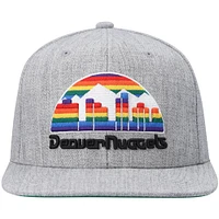 Men's Mitchell & Ness Heathered Gray Denver Nuggets Hardwood Classics Team 2.0 Snapback Hat