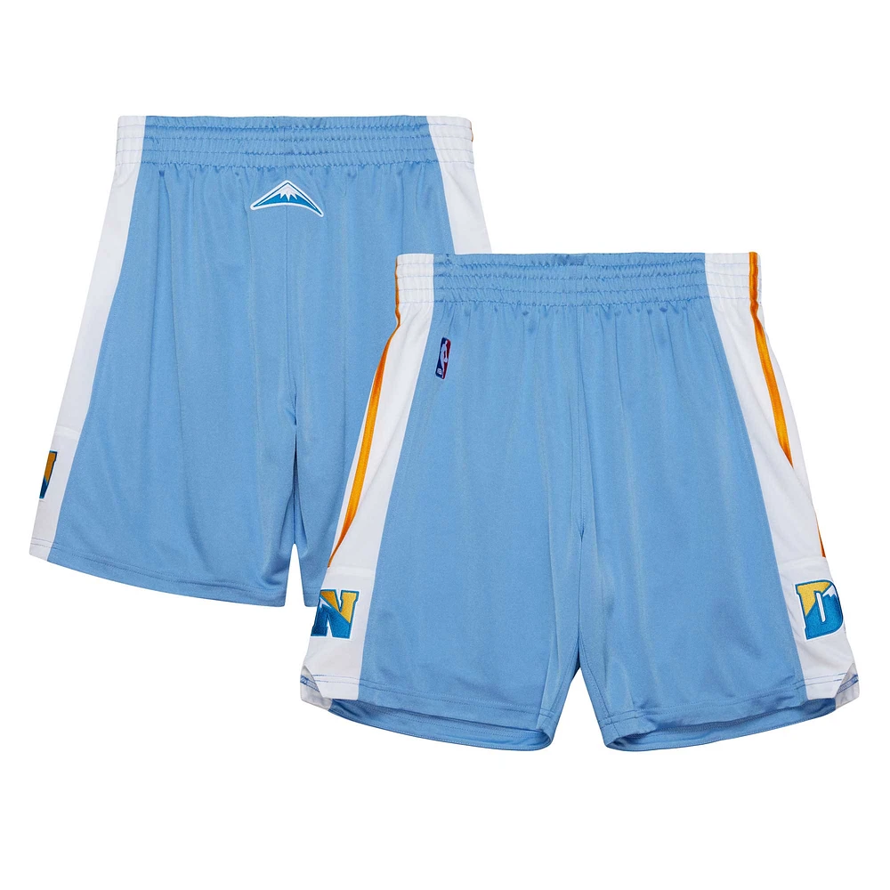 Short authentique Mitchell & Ness pour hommes Denver Nuggets Hardwood Classics 2003/04 bleu poudré