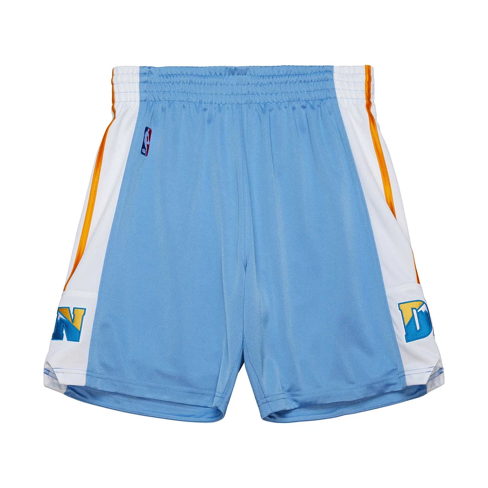 Short authentique Mitchell & Ness pour hommes Denver Nuggets Hardwood Classics 2003/04 bleu poudré