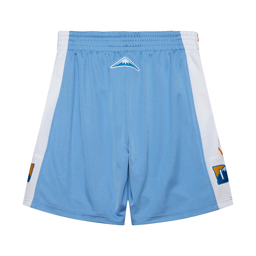 Short authentique Mitchell & Ness pour hommes Denver Nuggets Hardwood Classics 2003/04 bleu poudré