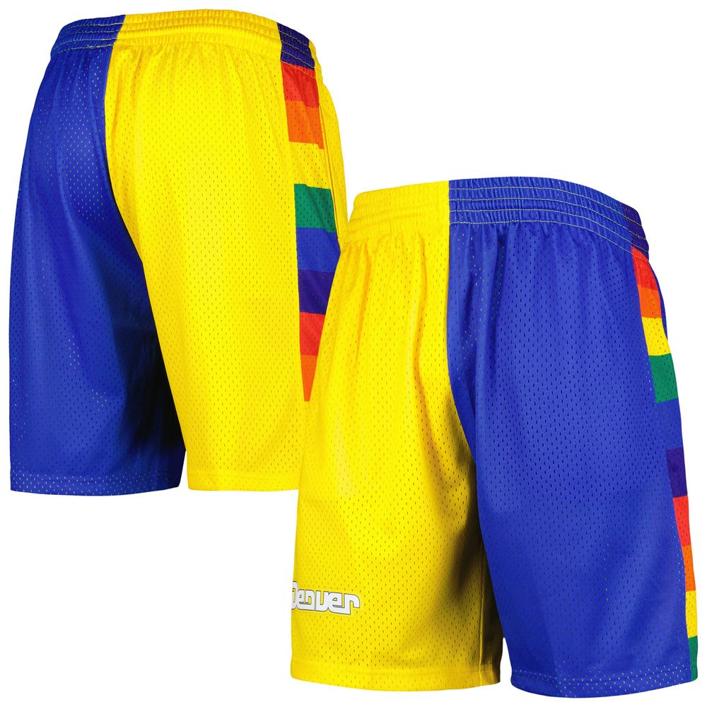 Men's Mitchell & Ness Royal/Gold Denver Nuggets Hardwood Classics 1991 Split Swingman Shorts