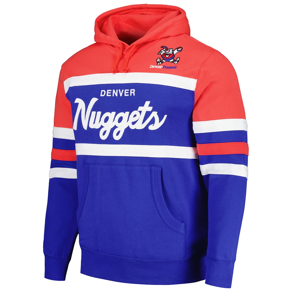 Men's Mitchell & Ness Royal/Red Denver Nuggets Head Coach Pullover Hoodie