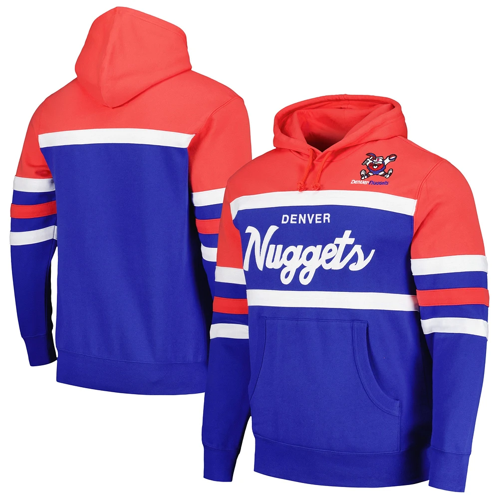 Men's Mitchell & Ness Royal/Red Denver Nuggets Head Coach Pullover Hoodie