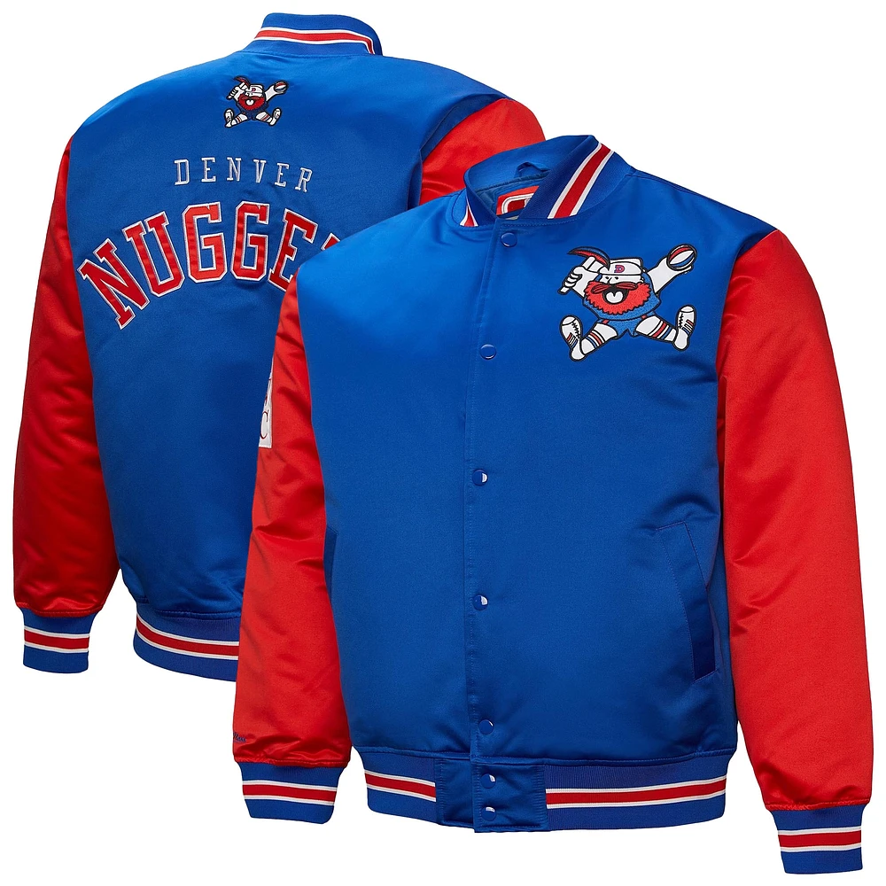 Veste en satin à boutons-pression intégrale Mitchell & Ness Royal Denver Nuggets Hardwood Classic Primetime pour homme