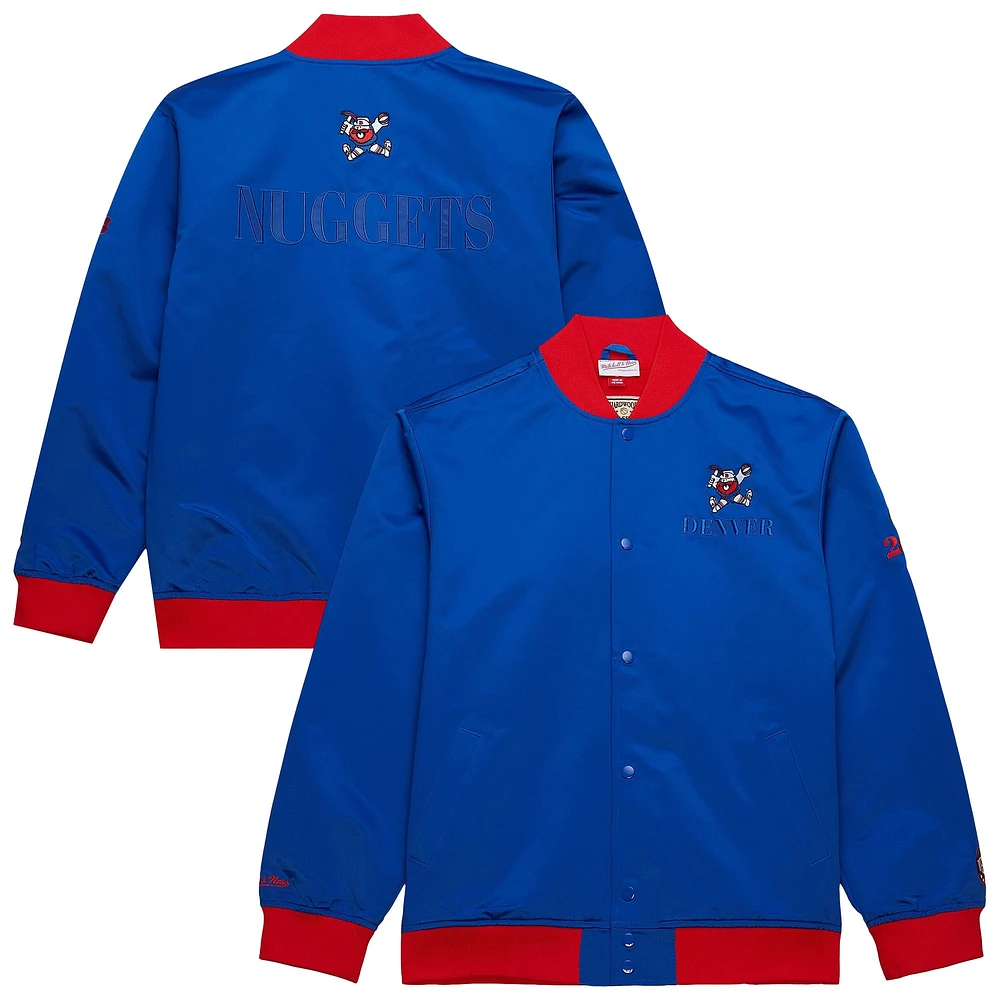 Veste à boutons-pression en satin léger pour homme Mitchell & Ness Royal Denver Nuggets Hardwood Classics Team OG 3.0