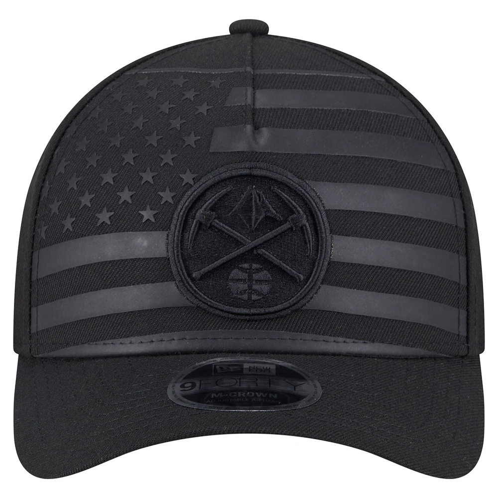 Men's New Era  Black Denver Nuggets Game Day Flag A-Frame 9FORTY Adjustable Hat