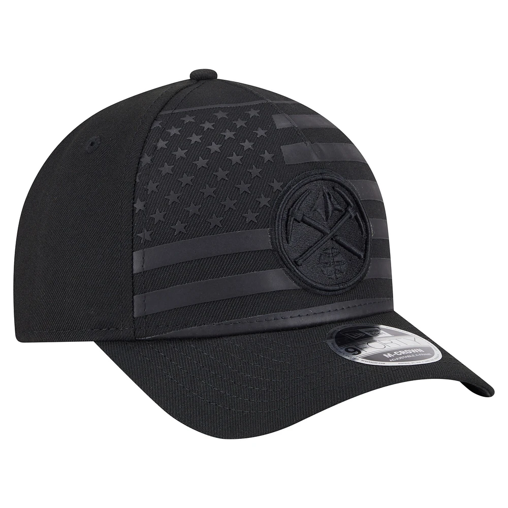 Men's New Era  Black Denver Nuggets Game Day Flag A-Frame 9FORTY Adjustable Hat