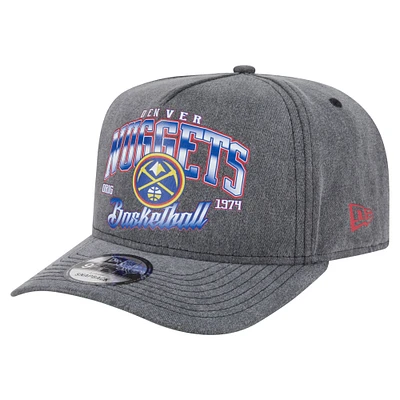 Men's New Era  Charcoal Denver Nuggets Throwback Washed Pre-Curved 9FIFTY Snapback Hat