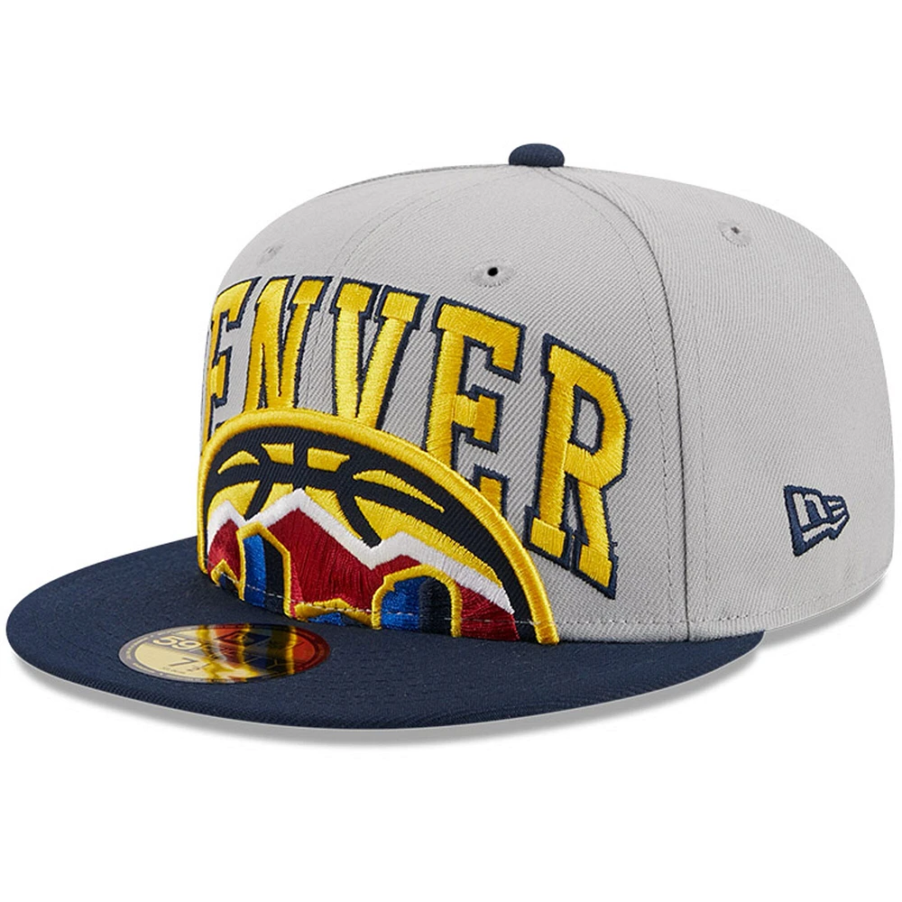 Men's New Era Gray/Navy Denver Nuggets Tip-Off Two-Tone 59FIFTY Fitted Hat