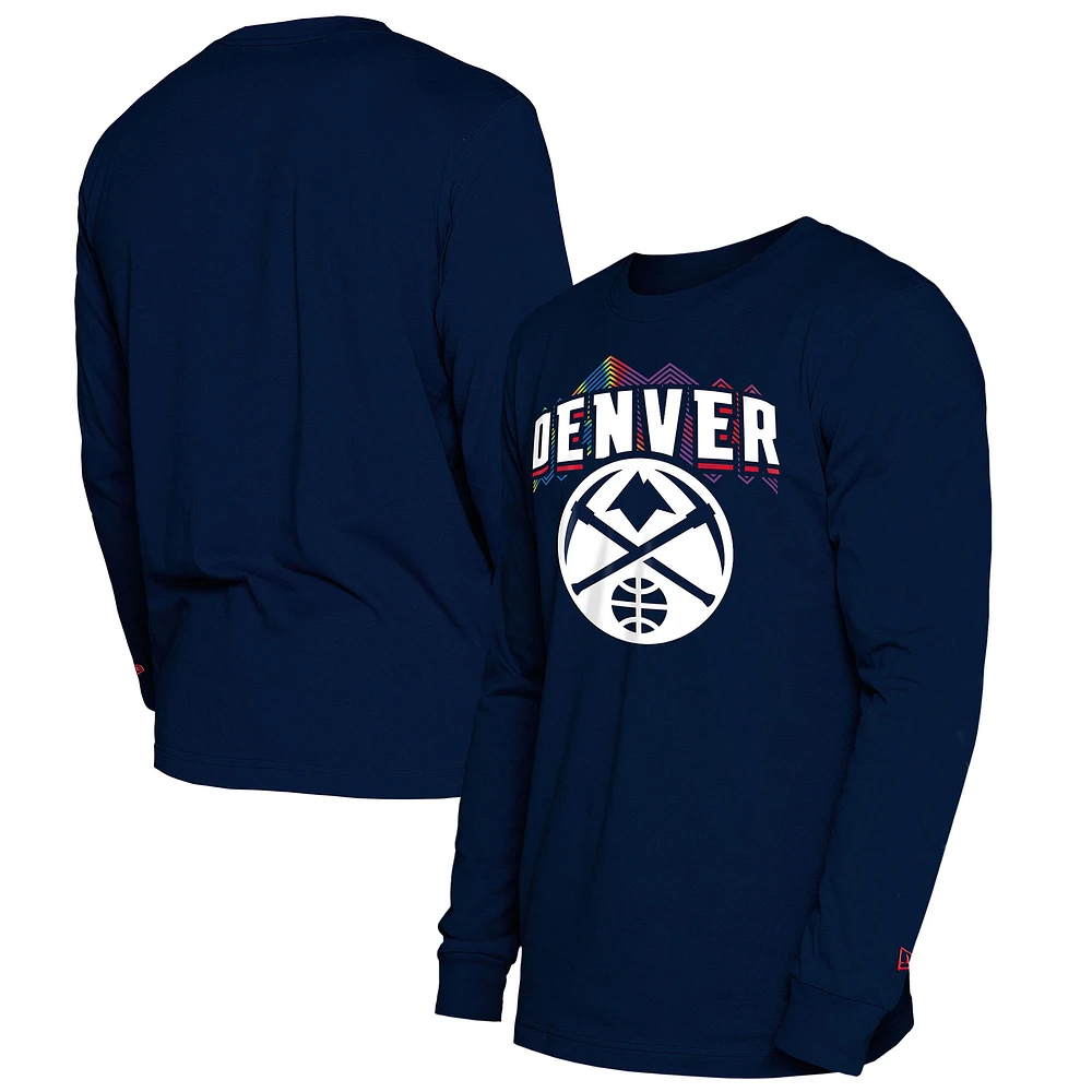 T-shirt à manches longues Denver Nuggets 2024/25 City Edition bleu marine New Era pour homme