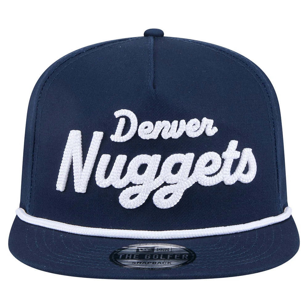 Men's New Era Navy Denver Nuggets Team Text Golfer Snapback Hat