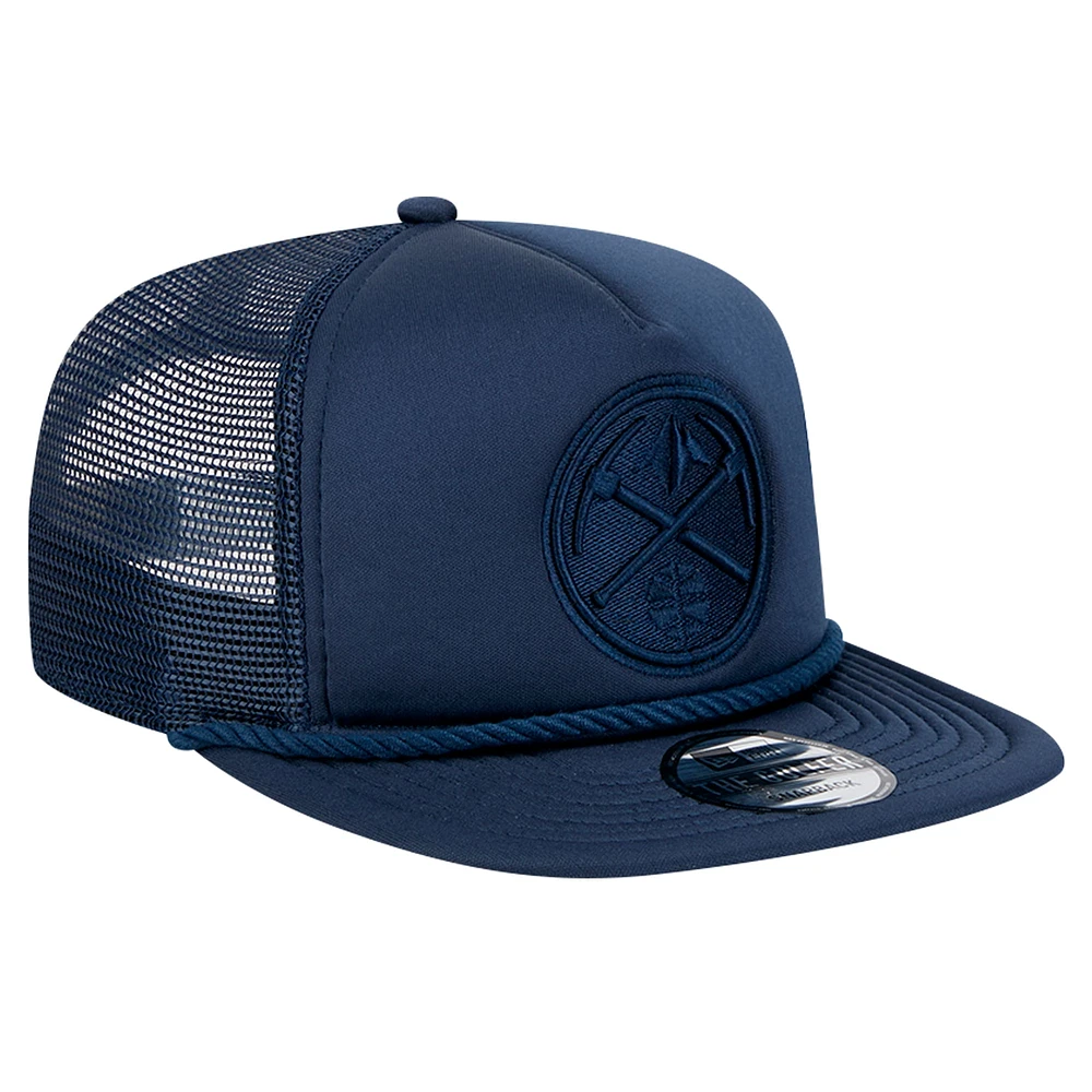 Men's New Era Navy Denver Nuggets Tone Foam Meshback Golfer Snapback Hat