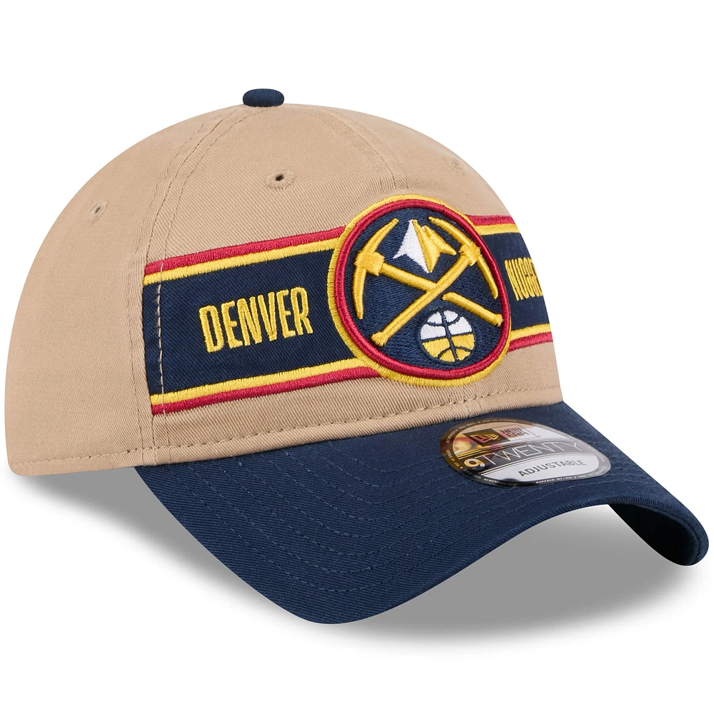 Casquette ajustable Denver Nuggets 2024 NBA Draft 9TWENTY New Era beige/bleu marine pour homme