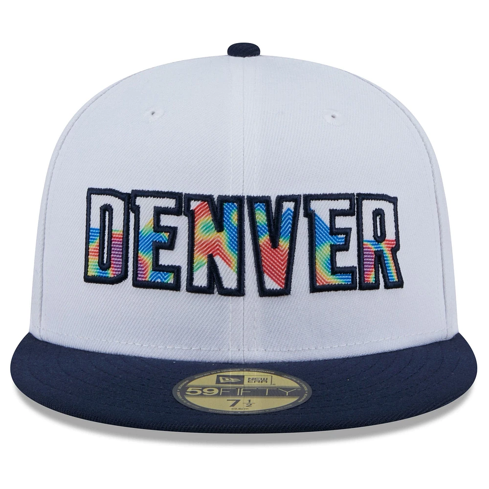 Casquette ajustée 59FIFTY Denver Nuggets 2024/25 City Edition New Era pour homme blanche