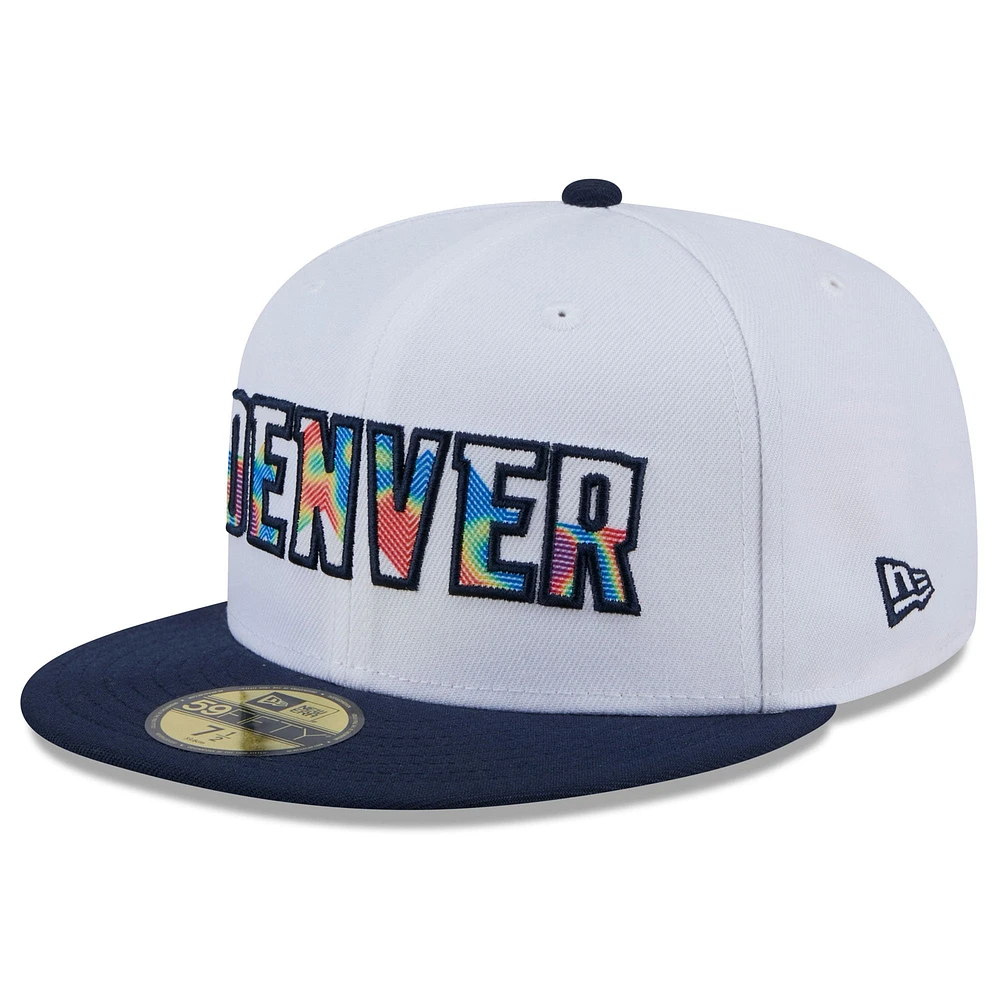 Casquette ajustée 59FIFTY Denver Nuggets 2024/25 City Edition New Era pour homme blanche