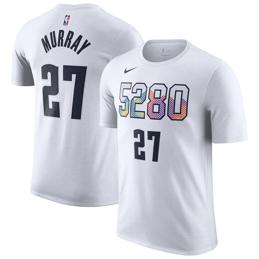 T-shirt Nike pour homme avec nom et numéro Jamal Murray des Denver Nuggets 2024/25 City Edition Blanc