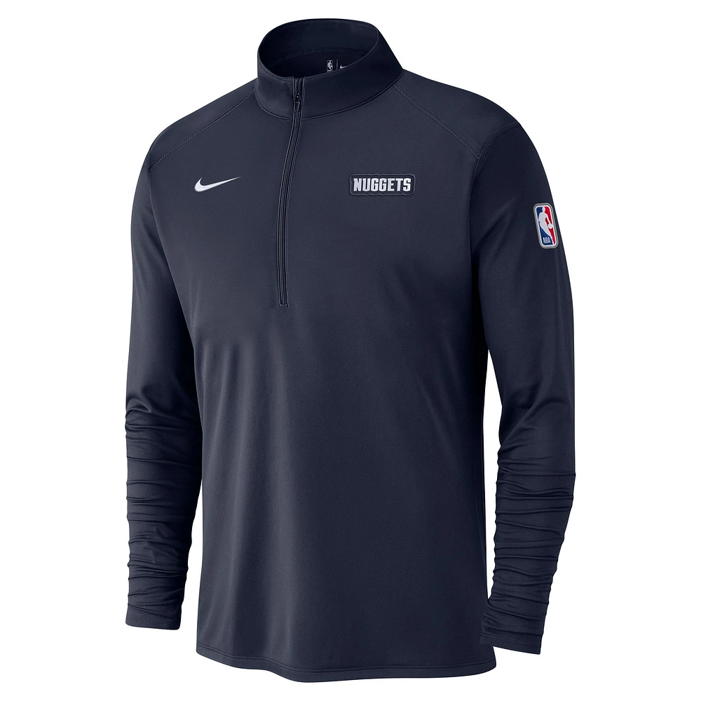 Men's Nike Navy Denver Nuggets 2024/25 City Edition Authentic Coaches Performance Half-Zip Top