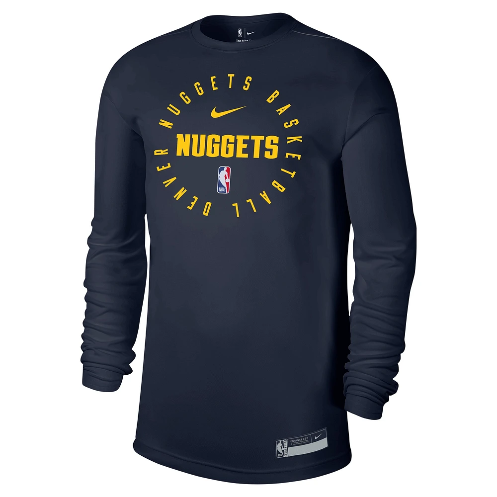 Men's Nike Navy Denver Nuggets 2024/25 Legend On-Court Practice Long Sleeve T-Shirt