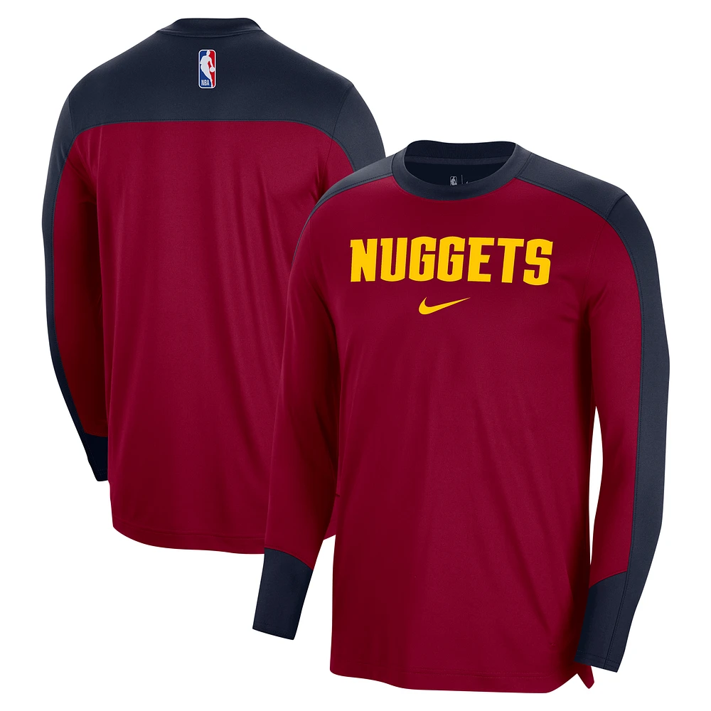 Men's Nike Red Denver Nuggets 2024/25 Authentic Pre-Game Legend Long Sleeve Shooting Shirt