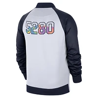 Veste Nike blanche Denver Nuggets 2024/25 City Edition Authentic Showtime Performance entièrement zippée pour homme