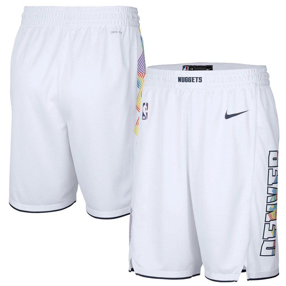 Short Nike City Edition Swingman Denver Nuggets 2024/25 pour homme, blanc