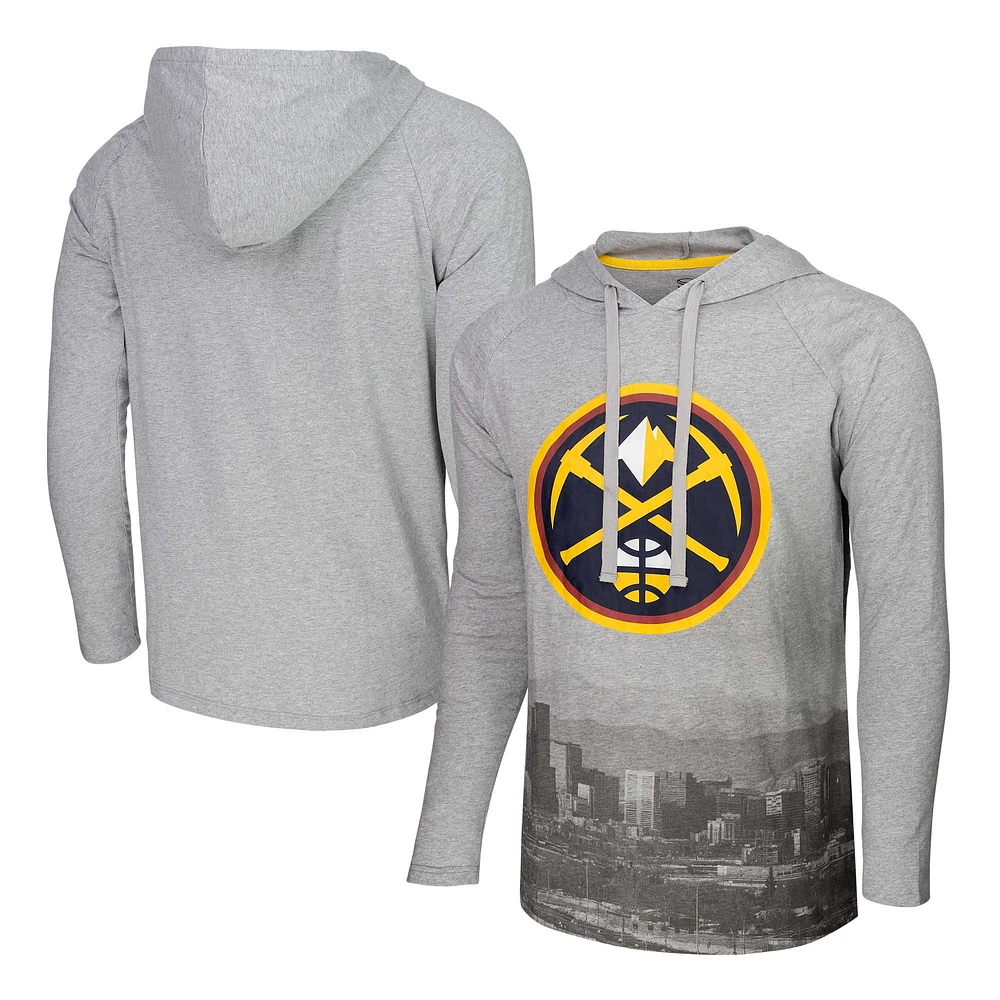 Men's Stadium Essentials Heather Gray Denver Nuggets Atrium Raglan Long Sleeve Hoodie T-Shirt