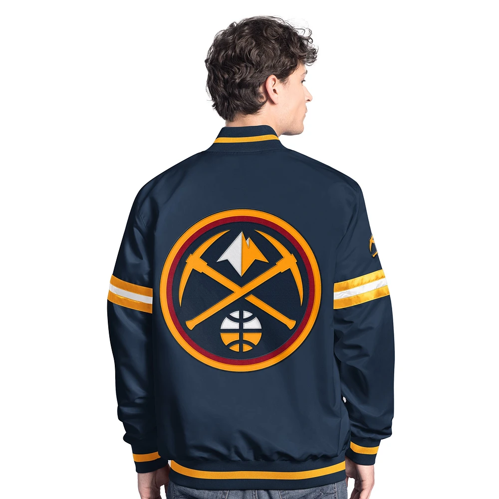 Men's Starter Navy/Gold Denver Nuggets Scout Full Snap Varsity Jacket