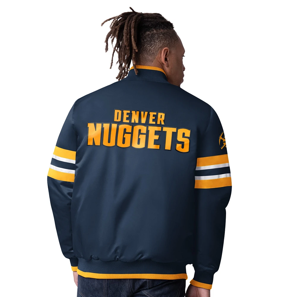 Men's Starter Navy Denver Nuggets Scout I Full-Snap Varsity Jacket