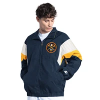 Men's Starter Navy Denver Nuggets Yard Line Full-Zip Jacket