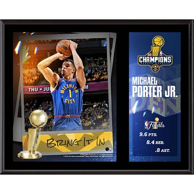 Plaque de joueur sublimée Michael Porter Jr. Denver Nuggets 12" x 15" Champion de la finale NBA 2023