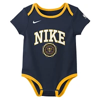 Newborn Nike Navy/Black Denver Nuggets Just Do It Two-Pack Bodysuit Set