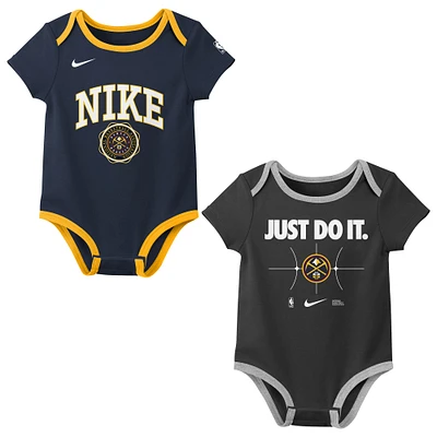 Newborn Nike Navy/Black Denver Nuggets Just Do It Two-Pack Bodysuit Set