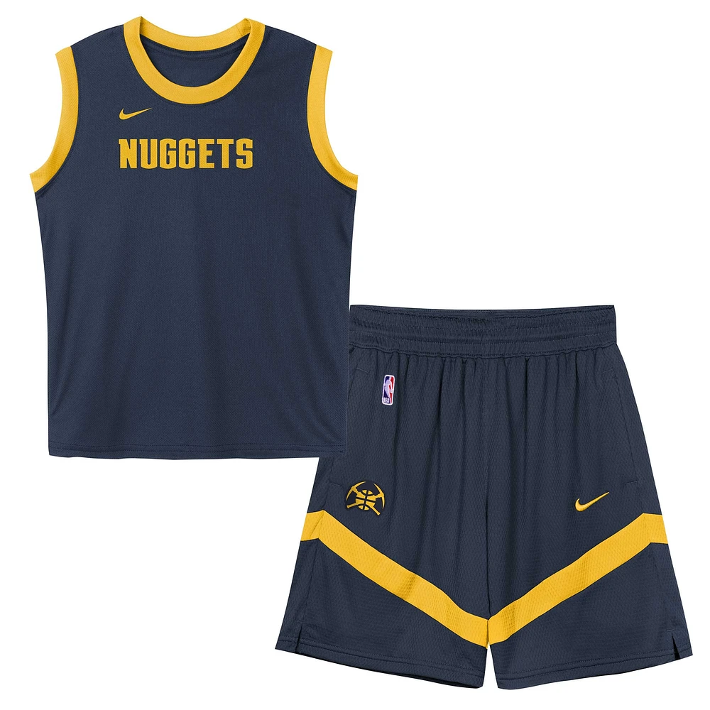 Ensemble débardeur et short en maille Denver Nuggets bleu marine pour enfant d'âge préscolaire