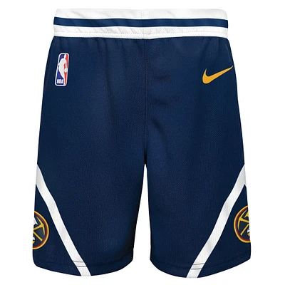 Short Nike bleu marine Denver Nuggets Icon Replica pour enfants d'âge préscolaire