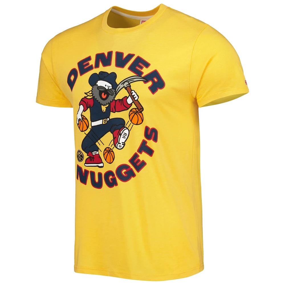 Unisex Homage Gold Denver Nuggets Team Mascot Tri-Blend T-Shirt