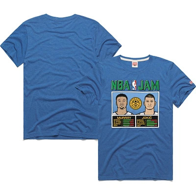 T-shirt unisexe NBA Jam Tri-Blend hommage à Jamal Murray et Nikola Jokic bleu Denver Nuggets 2024/25 City Edition