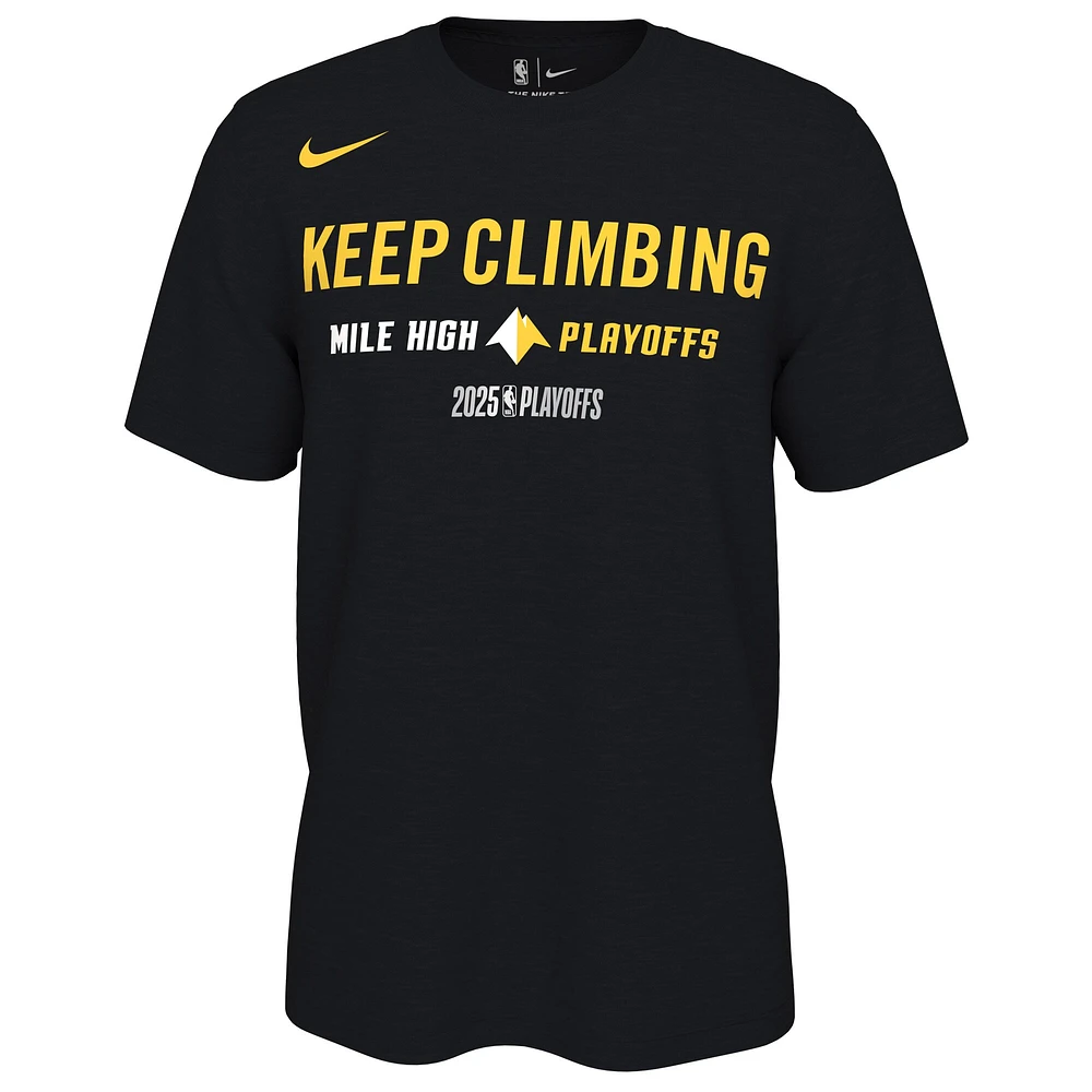 T-shirt Nike unisexe noir Denver Nuggets, Playoffs NBA 2025, On-Court Mantra