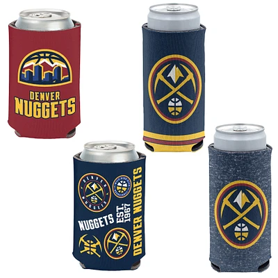 WinCraft Denver Nuggets, paquet de 4, 12 oz. Ensemble refroidisseur de canettes et de canettes minces