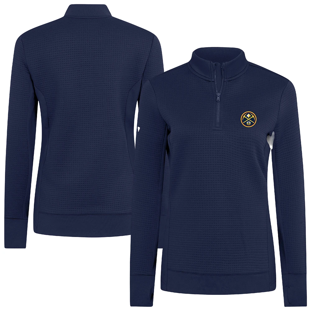 Women's Levelwear  Navy Denver Nuggets Cushion Quarter-Zip Pullover
