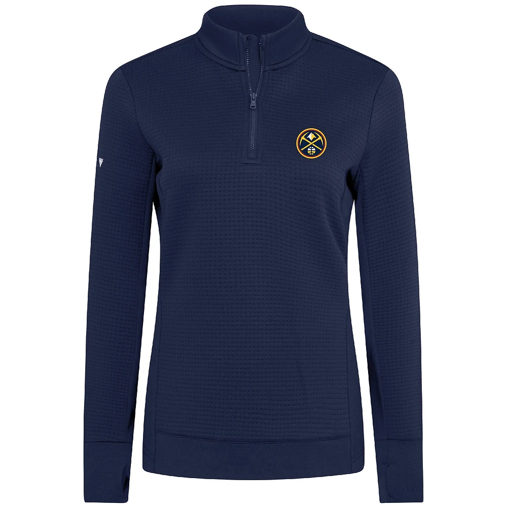 Women's Levelwear  Navy Denver Nuggets Cushion Quarter-Zip Pullover