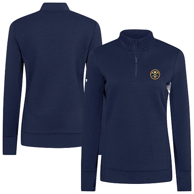 Women's Levelwear  Navy Denver Nuggets Cushion Quarter-Zip Pullover
