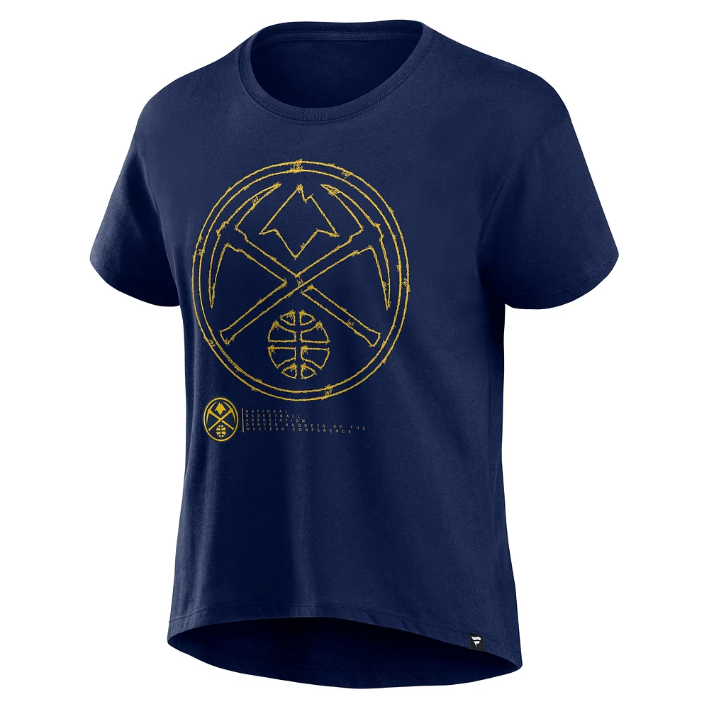 Women's Fanatics  Navy Denver Nuggets Hand Check T-Shirt