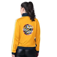 Women's G-III 4Her by Carl Banks Navy/Gold Denver Nuggets Rebel Sequin Bling Full-Zip Track Jacket